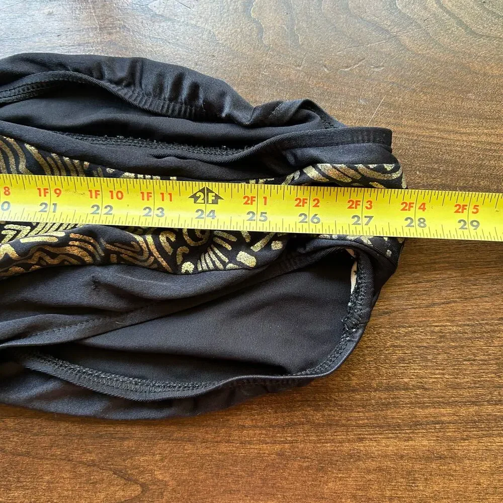Vintage 90's Athena Black and Gold Patterned One Piece Swimsuit Size 10